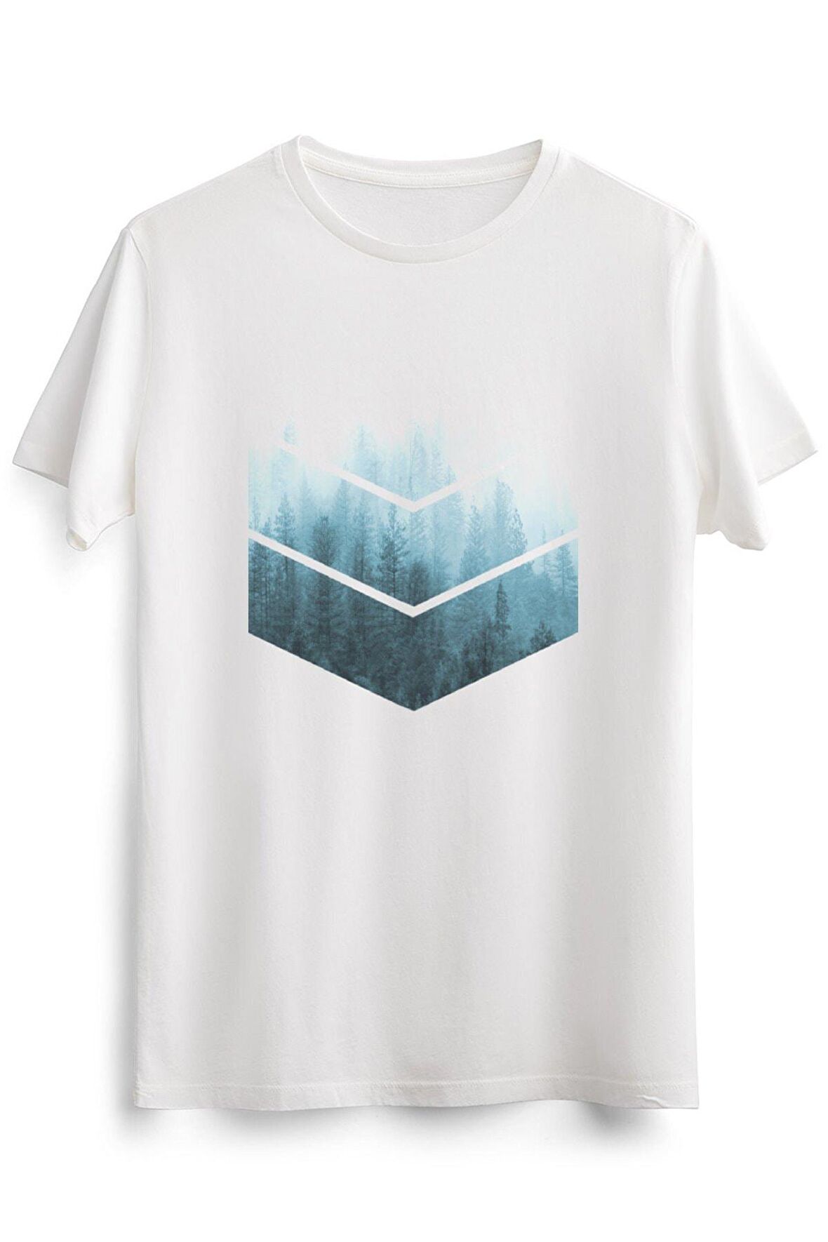 Erkek Beyaz Geometric Misty Forest