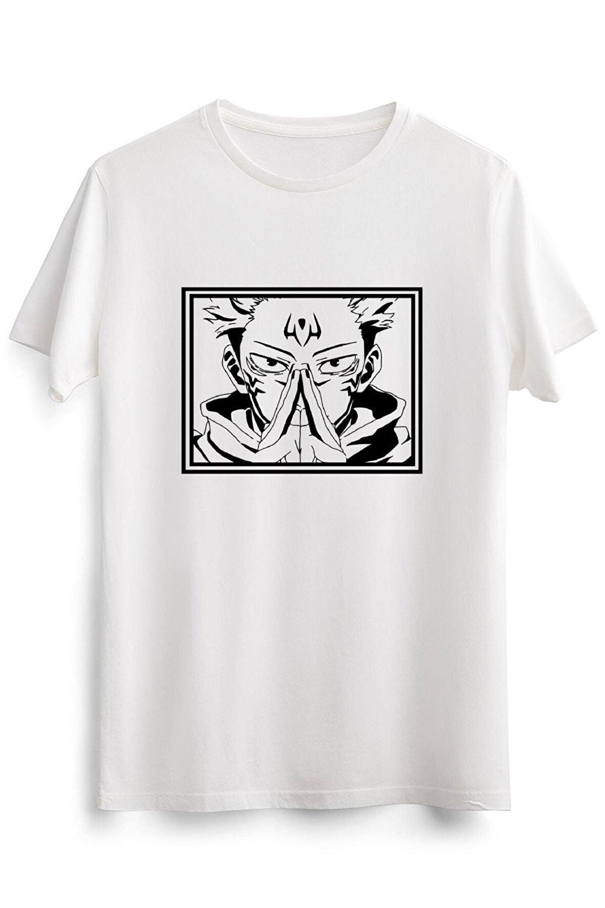 Erkek Beyaz Jujutsu Kaisen Sukuna Minimalistic Design V2