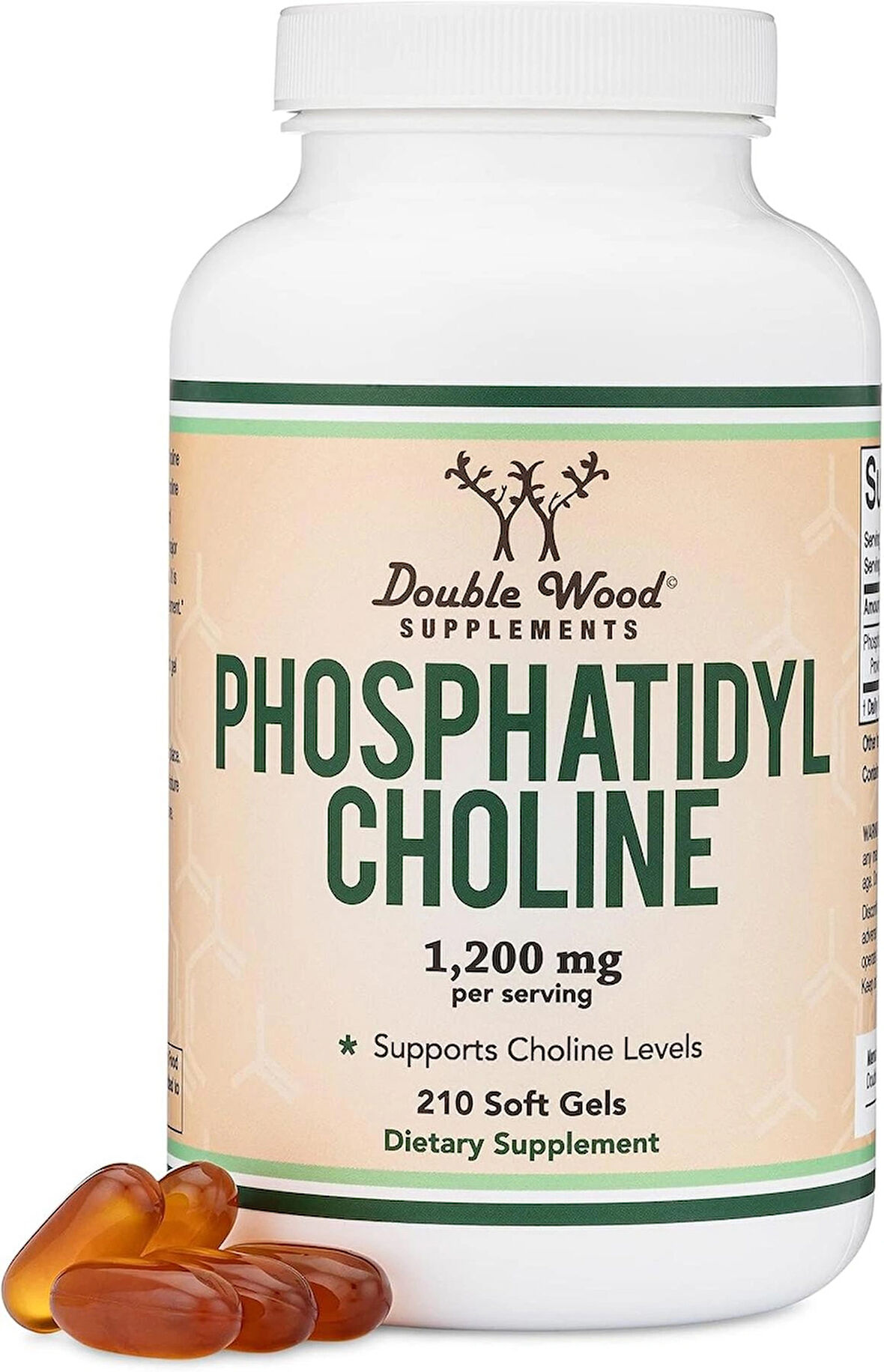 Double Wood Phosphatidylcholine Sunflower and Soy Lecithin Brain Health 1,200mg – 210 Softgels