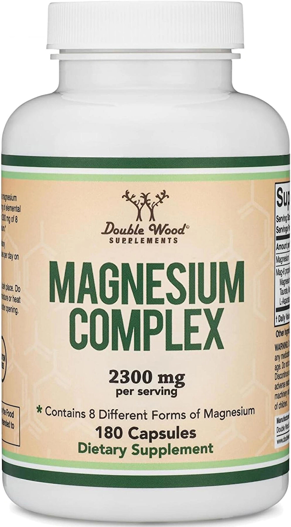 Double Wood Magnesium Complex Citrate Bisglycinate Taurate Malate L-Aspartate Orotate and Ascorbate 180 Caps