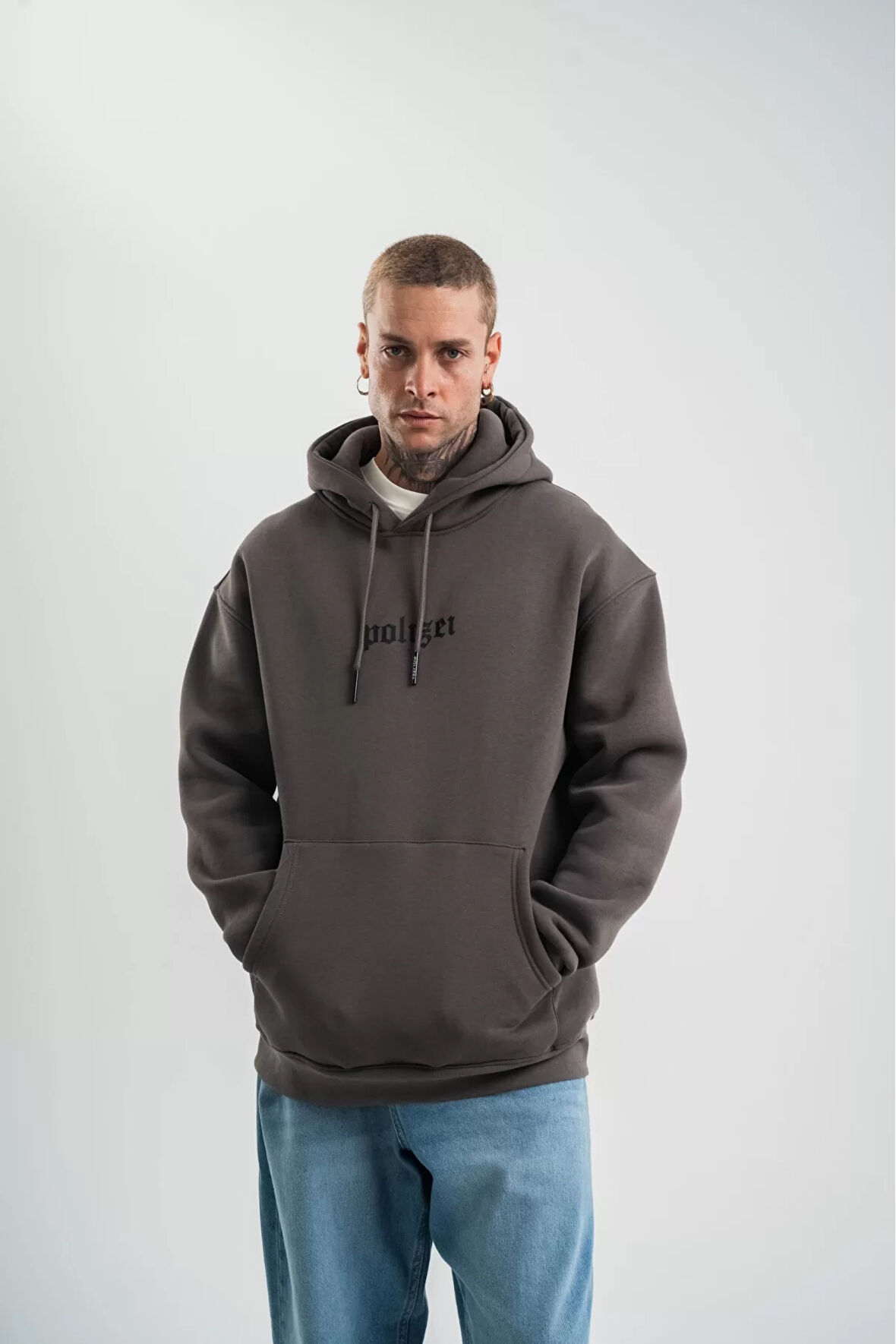 Omuz ve Sırt Baskılı Oversize Sweatshirt