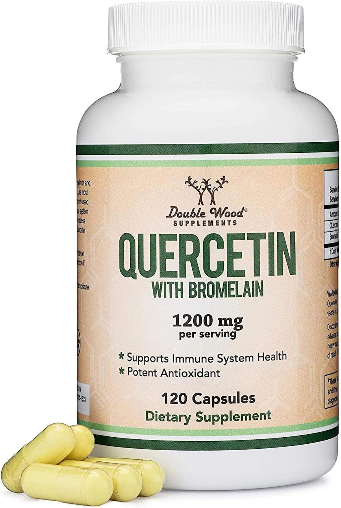 Double Wood Quercetin with Bromelain 1,200mg Immune Health Men and Women 120 Caps
