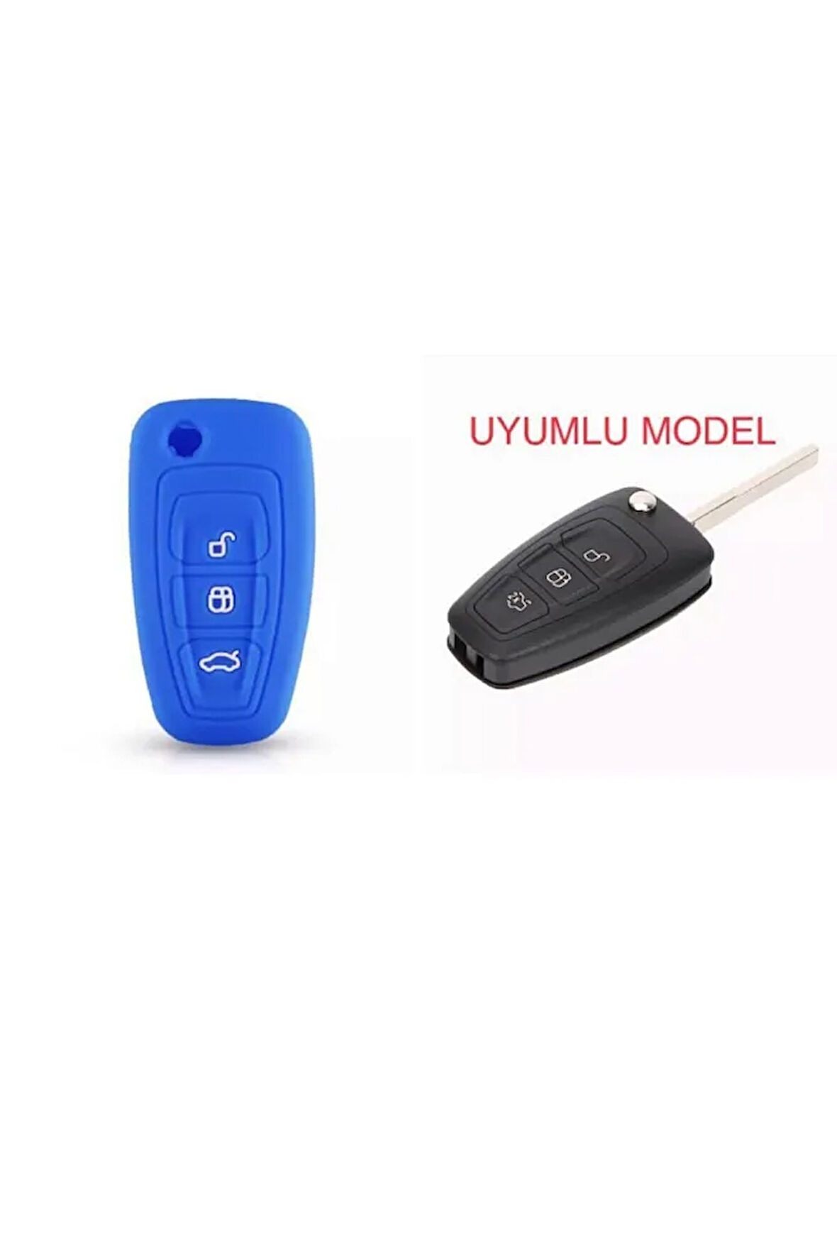 Fiesta Kuga Focus C-max Silikon Anahtar Koruma Kılıfı (Sustalı) Mavi Renk