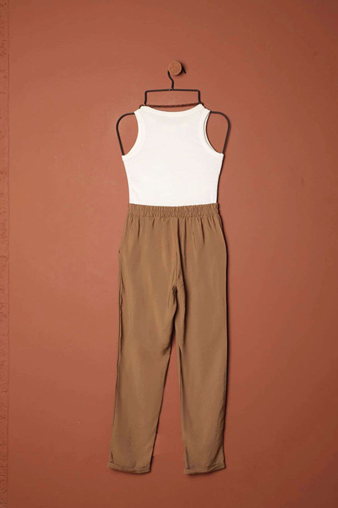 Modal Kumaş Duble Paça Kadın Pantolon-Kahve