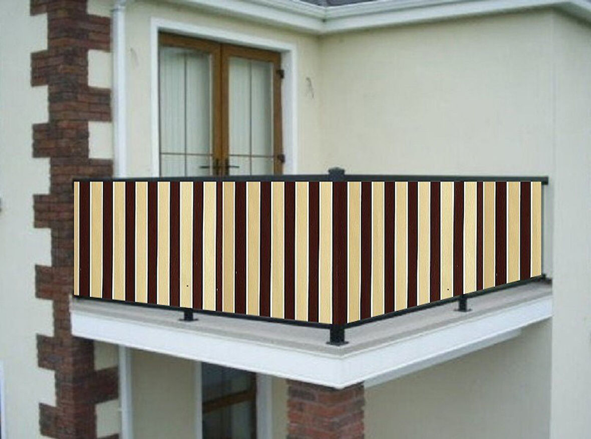 Gencer Home Balkon Demir Perdesi Bağcıklı Kahverengi Ölçü Seçenekli