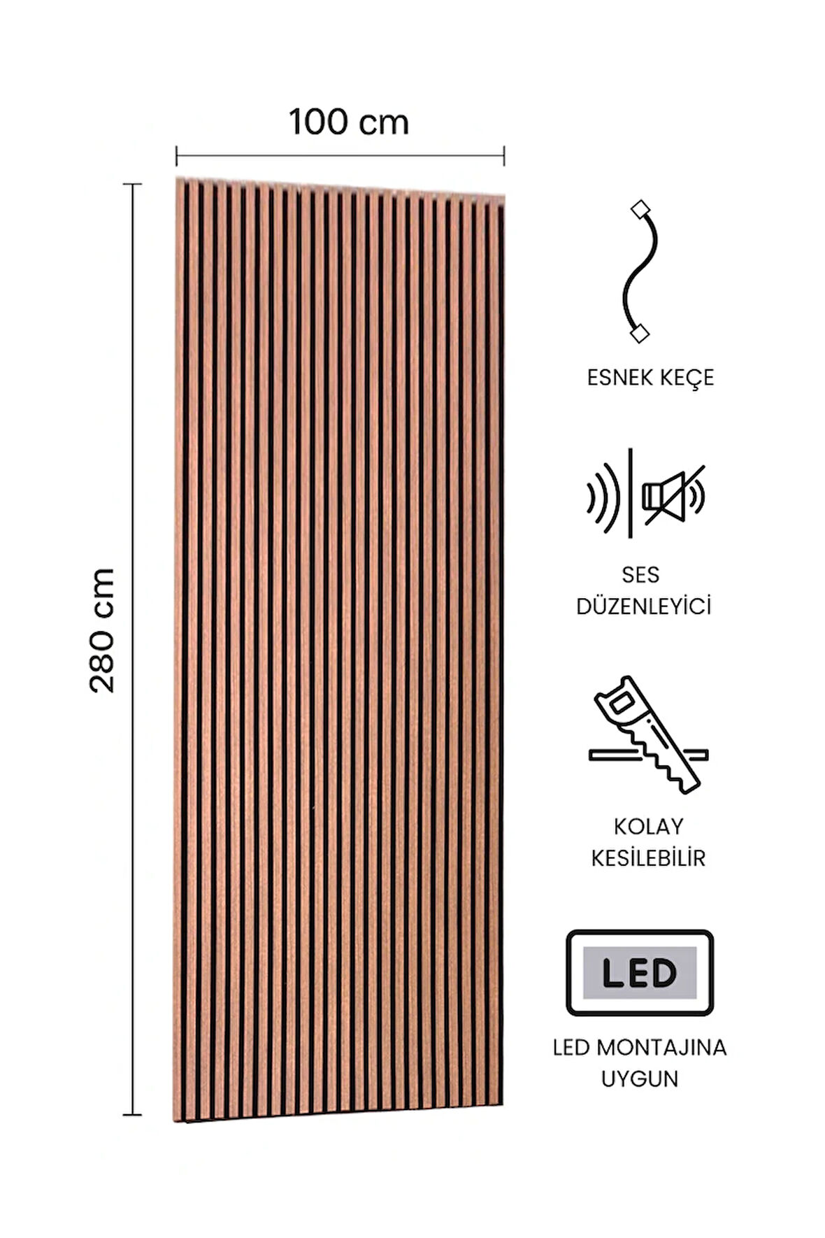 AKUSTİK DUVAR PANELİ MASİF 100 x 280 CM