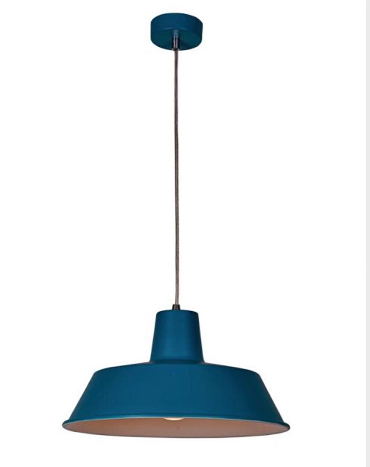 Dylight Retro Mavi İçi Beyaz Tekli Dekoratif Kafe Murfak Aydınlatma Sarkıt Avize Çap:35 cm