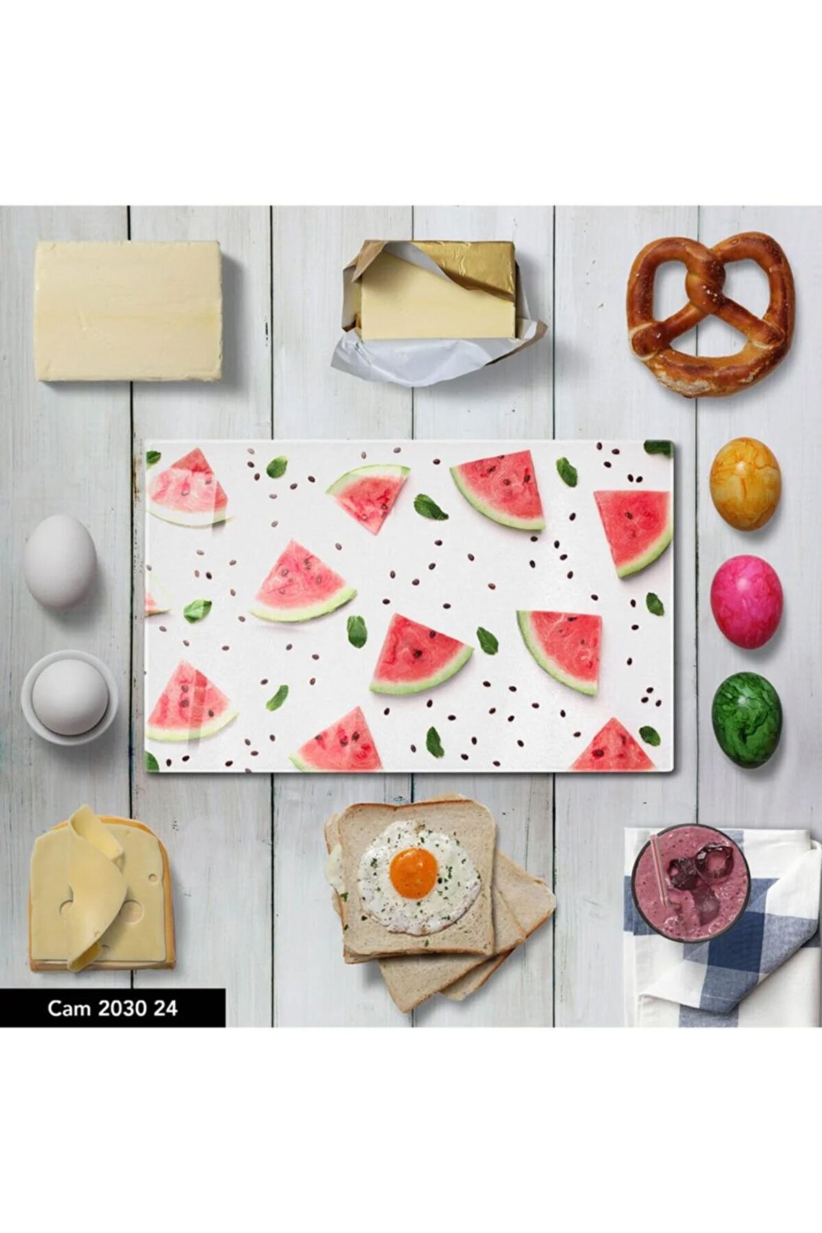 Baskılı Cam Kesme Tahtası |temperli Cam |  25 x 35 cm
