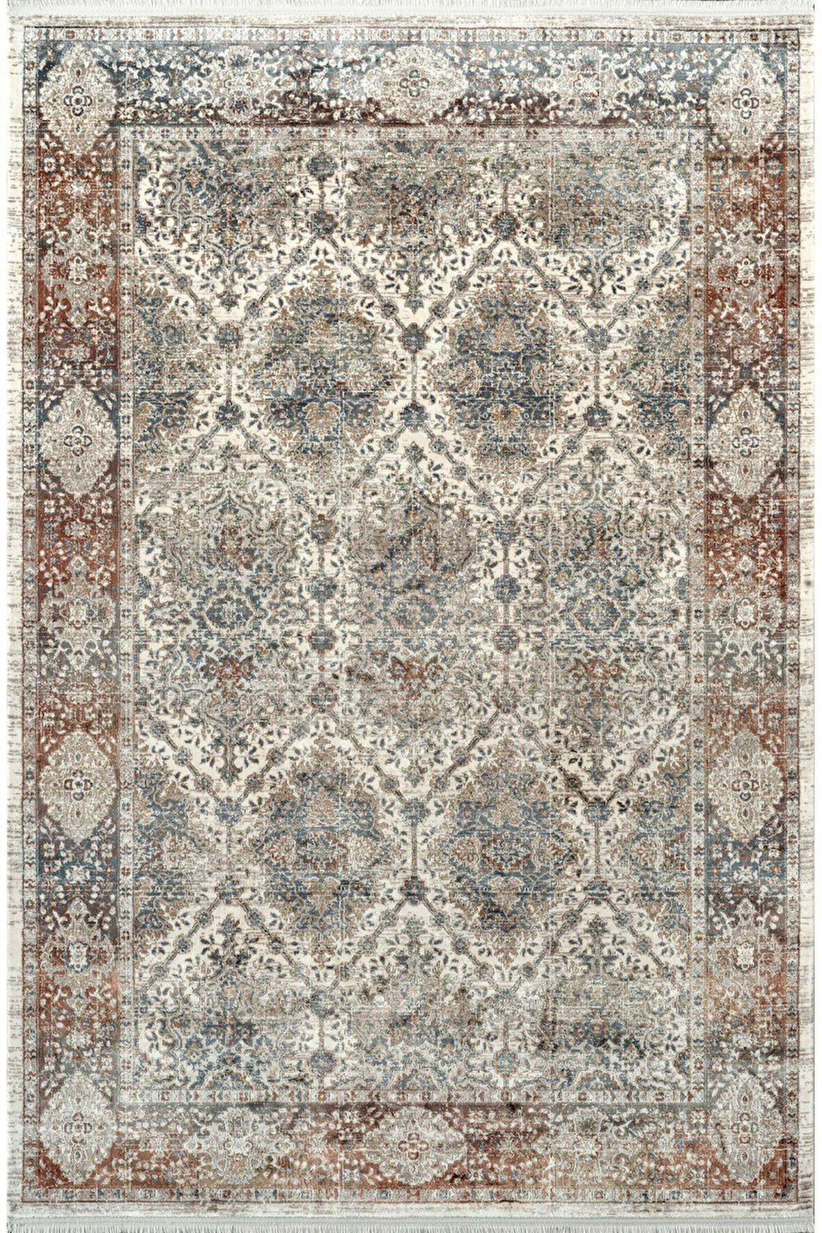 Royal Halı Diva DZ03A Krem Multi Viskon Akrilik Yumuşak Dokulu Otantik Etnik Halı