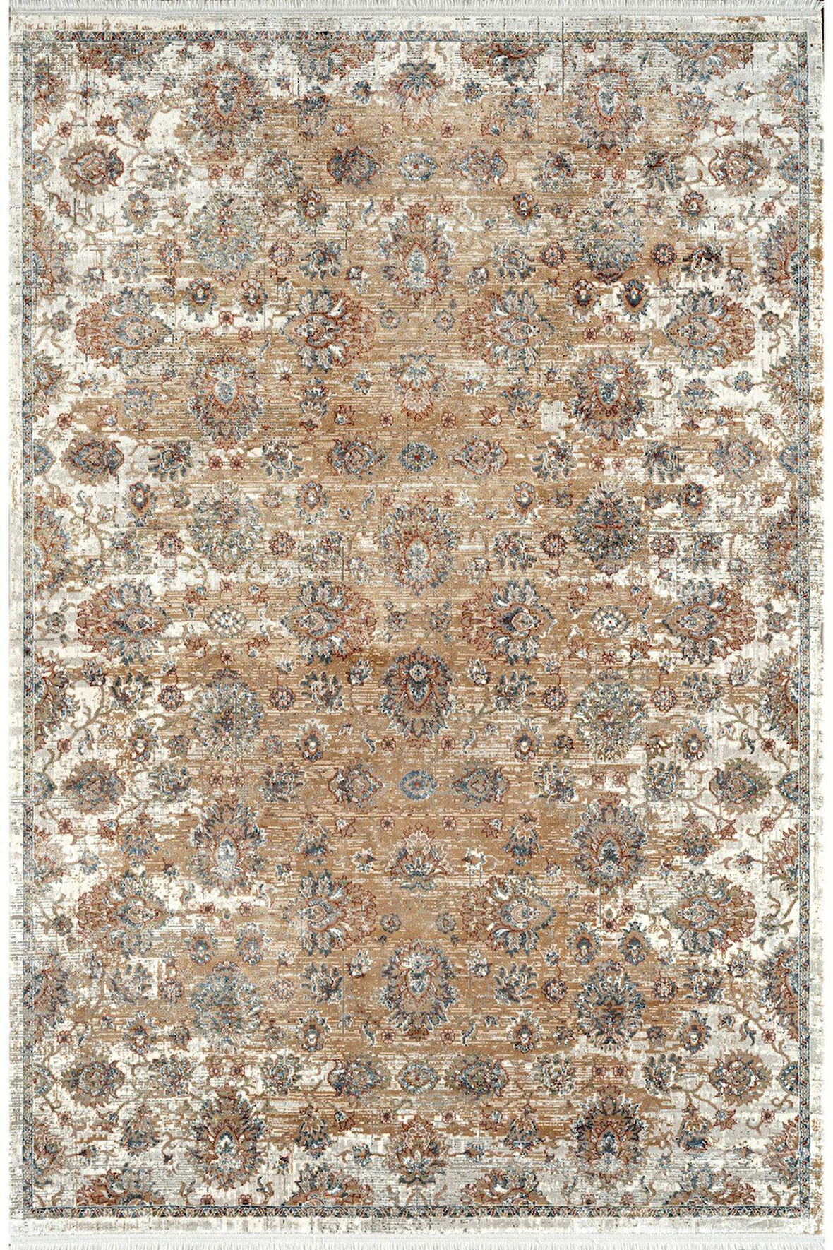 Royal Halı Diva DZ04A Krem Vizon Viskon Akrilik Yumuşak Dokulu Otantik Etnik Halı