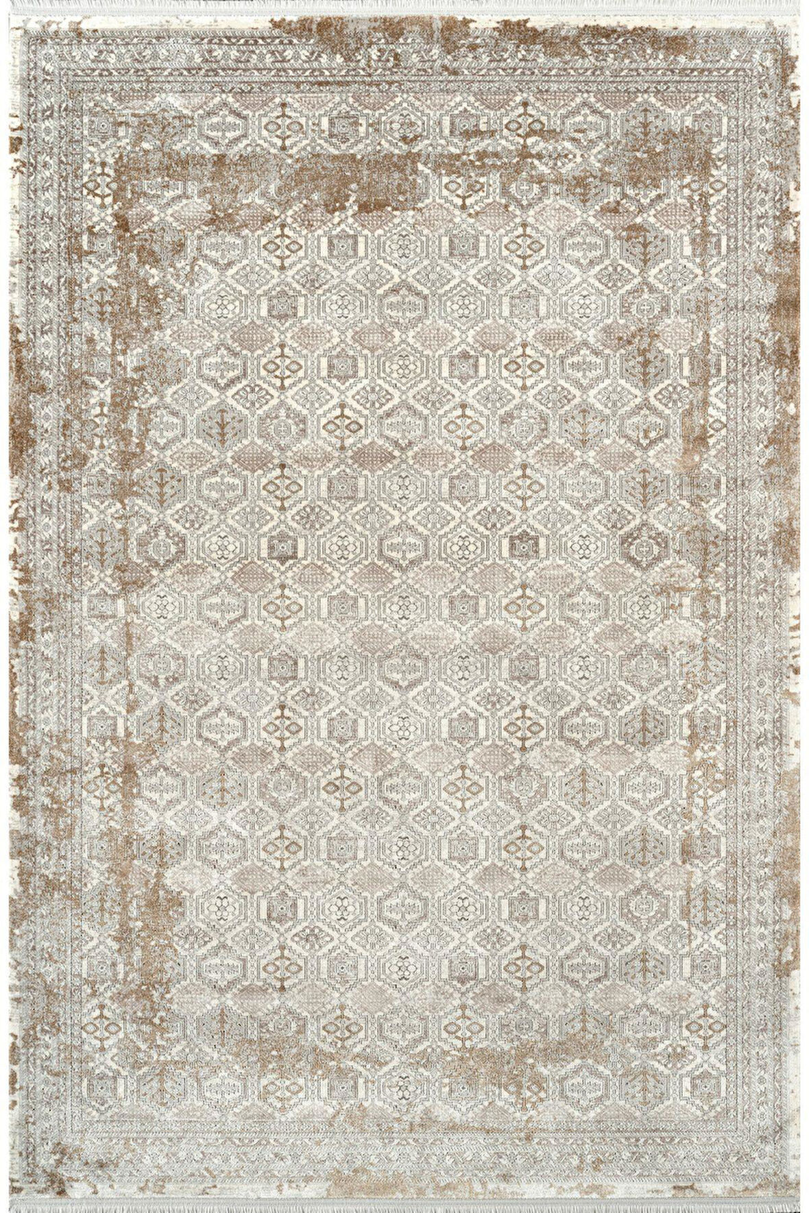 Royal Halı Diva DZ05A Krem Vizon Viskon Akrilik Yumuşak Dokulu Otantik Etnik Halı