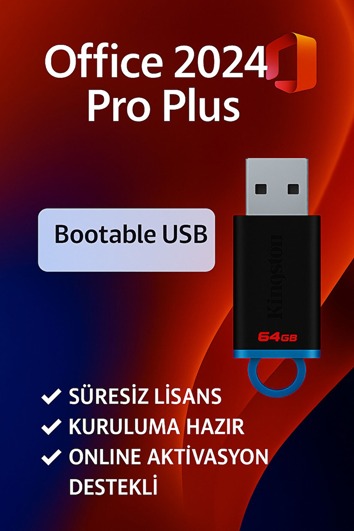 Süresiz office 2024 pro plus LTSC USB lisansı 2 yıl garantili