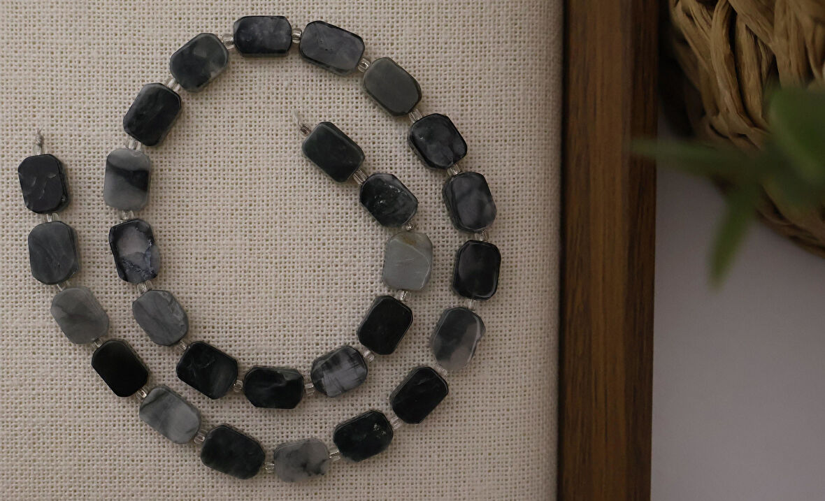 DİKDÖRTGEN KESİM RUTİL KUVARS 8X12 MM DOĞAL TAŞ DİZİ- YÜKSEK KALİTELİ DOĞAL TAŞ