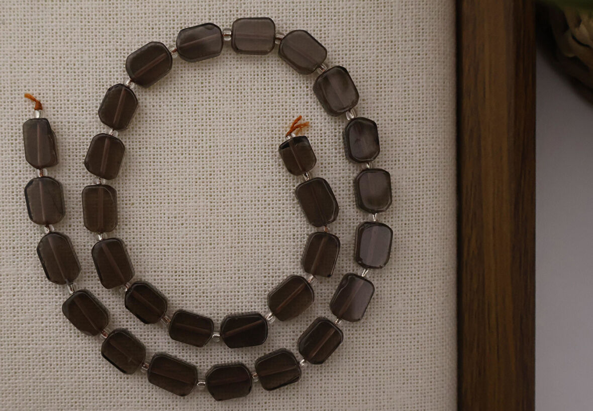 DİKDÖRTGEN KESİM DUMANLI KUVARS 8X12 MM DOĞAL TAŞ DİZİ- YÜKSEK KALİTELİ DOĞAL TAŞ