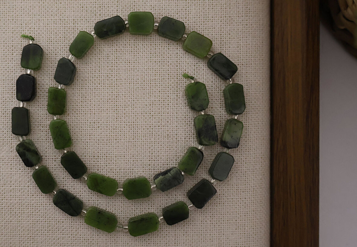 DİKDÖRTGEN KESİM YEŞİM TAŞI 8X12 MM DOĞAL TAŞ DİZİ- YÜKSEK KALİTELİ DOĞAL TAŞ