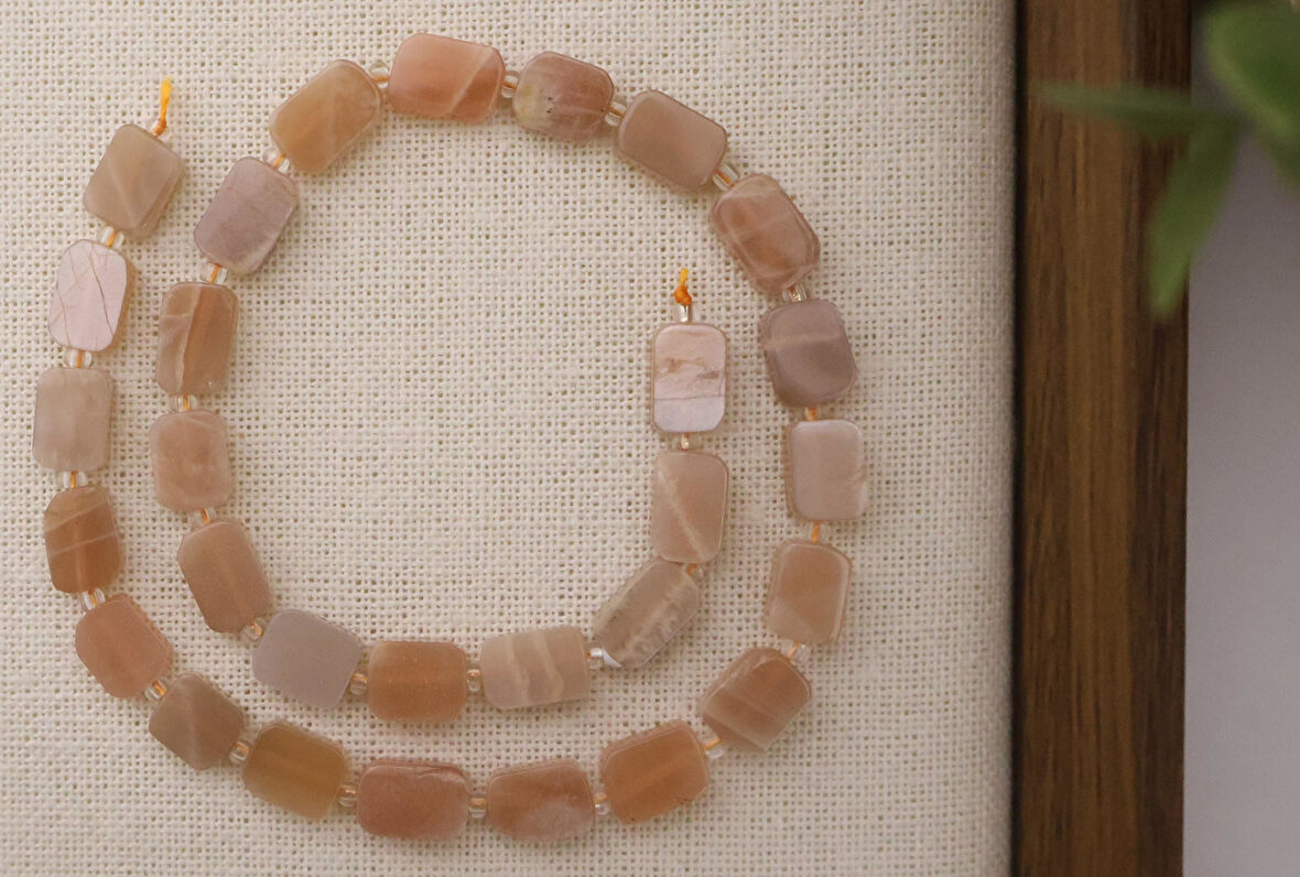 DİKDÖRTGEN KESİM GÜNEŞ TAŞI 8X12 MM DOĞAL TAŞ DİZİ- YÜKSEK KALİTELİ DOĞAL TAŞ