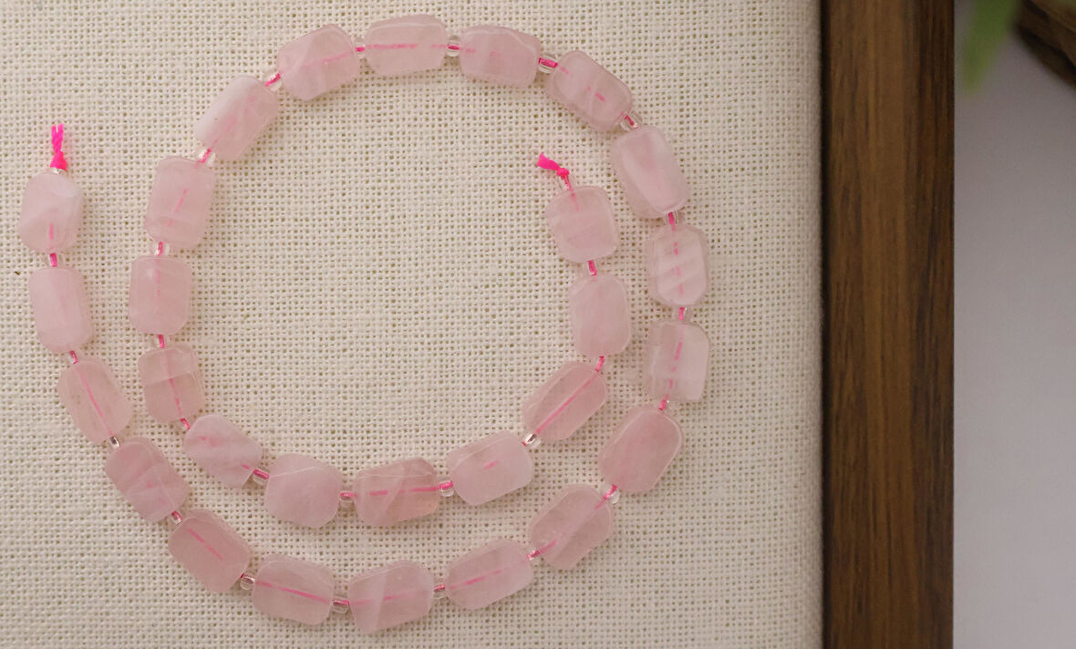 DİKDÖRTGEN KESİM PEMBE KUVARS 8X12 MM DOĞAL TAŞ DİZİ- YÜKSEK KALİTELİ DOĞAL TAŞ