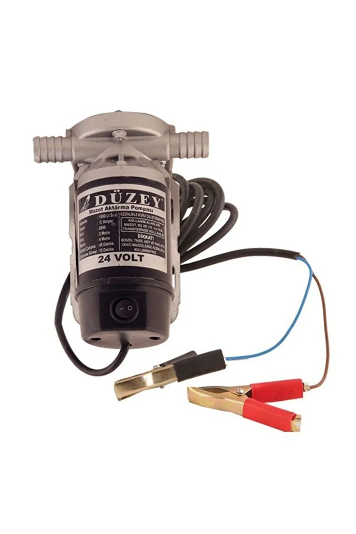 Düzey 24 Volt 3/4'' Hortum Çıkışlı Dıştan Çekme Mazot Aktarma(SIVI TRANSFER) Pompası (SU,SÜT,YAĞ)