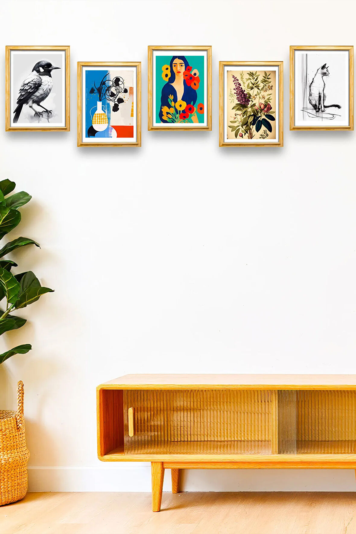 5 Parça Çerçeve Görünümlü Mdf Tablo Seti,  Oturma Odası, Salon, Ofis, Ev Duvar Tablosu