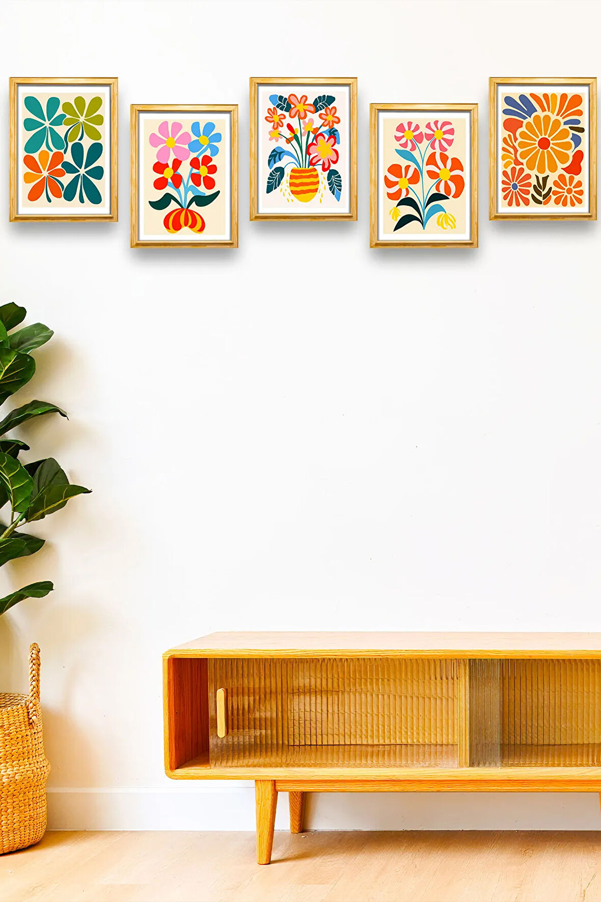 5 Parça Çerçeve Görünümlü Mdf Tablo Seti,  Oturma Odası, Salon, Ofis, Ev Duvar Tablosu