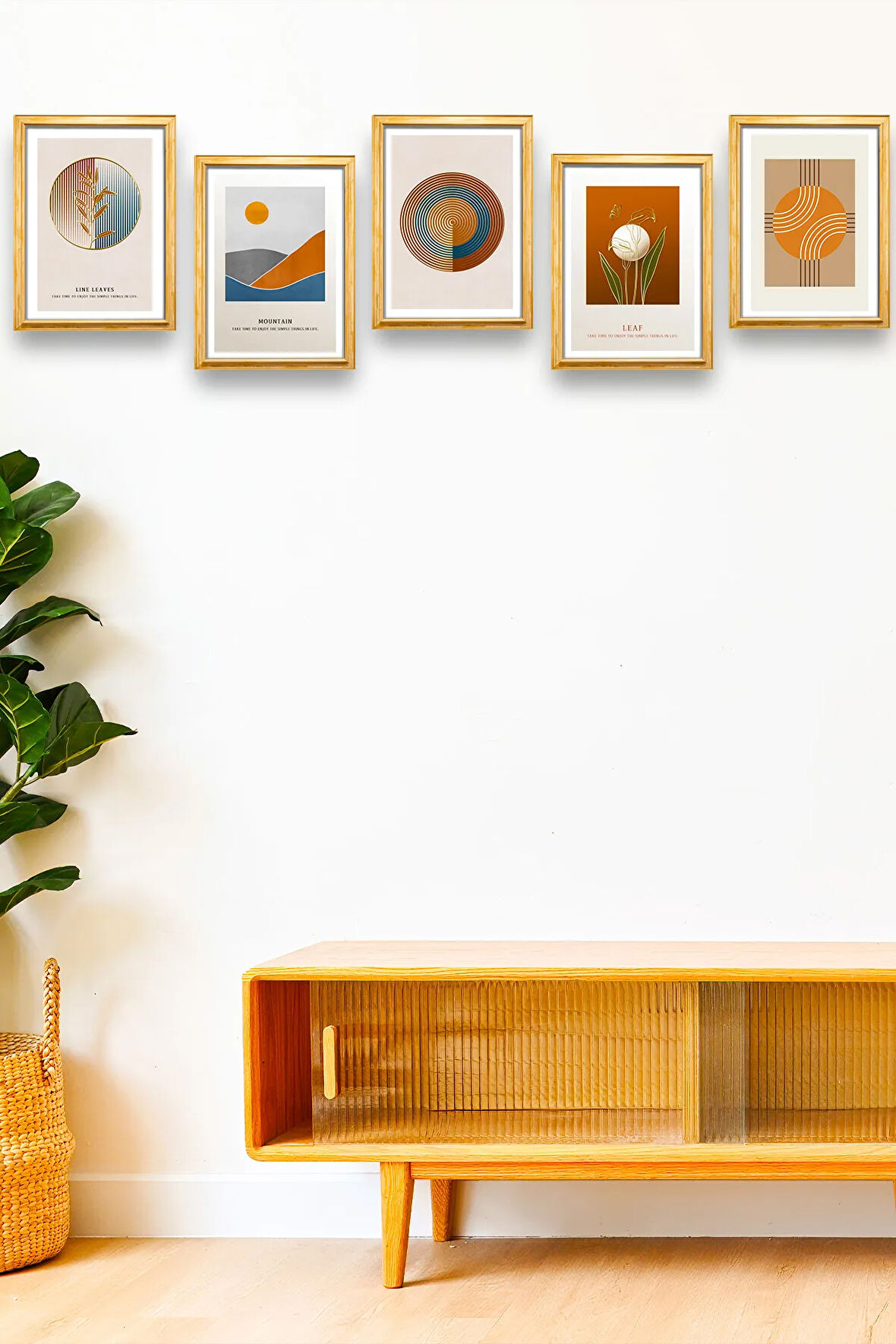 5 Parça Çerçeve Görünümlü Mdf Tablo Seti,  Oturma Odası, Salon, Ofis, Ev Duvar Tablosu