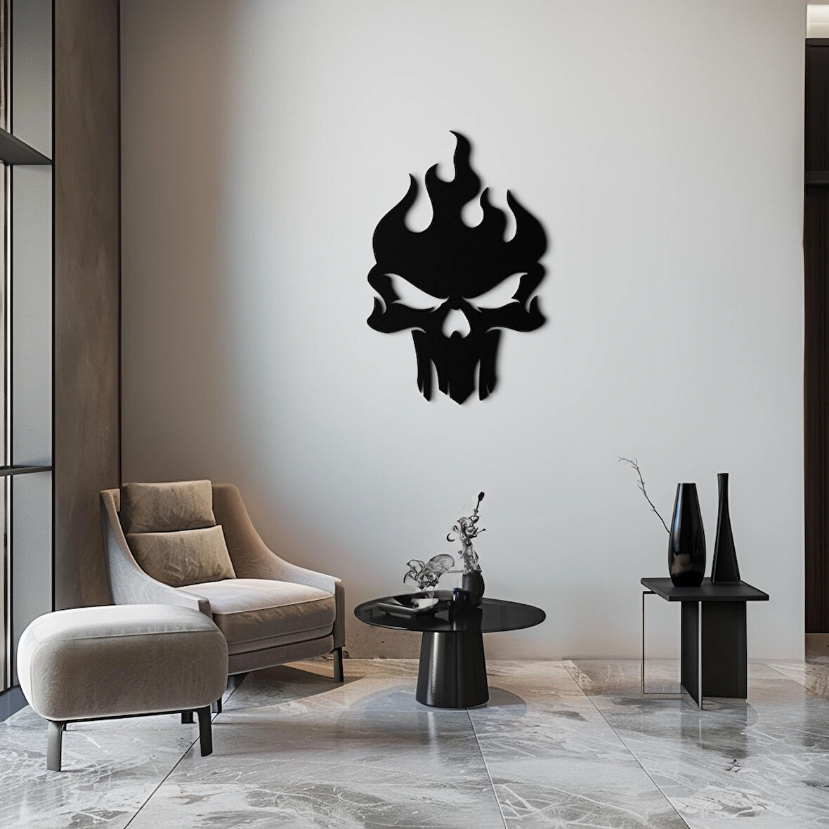 Kafatas modern dekoratif dekor tablo 