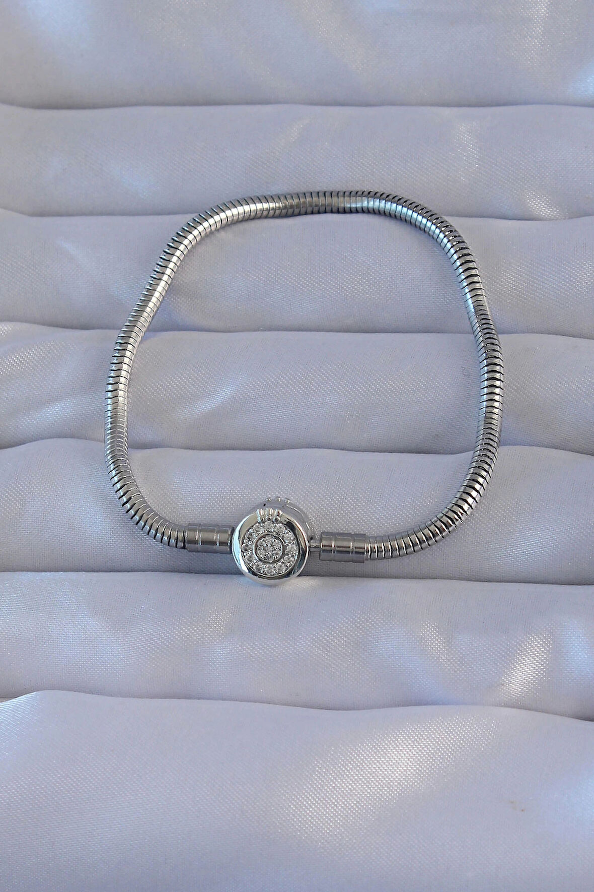 Dodes Pirinç Gümüş Renk Zirkon Taşlı Charm Bileklik TG27BB6221