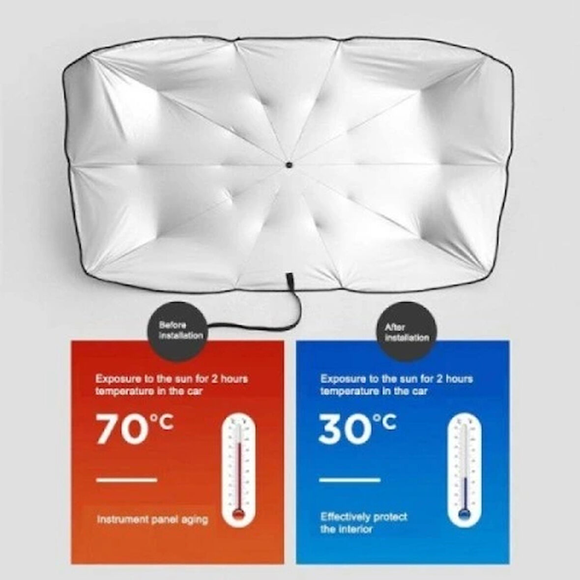 Dodes Araç İçi Ön Cam Şemsiye Güneşlik