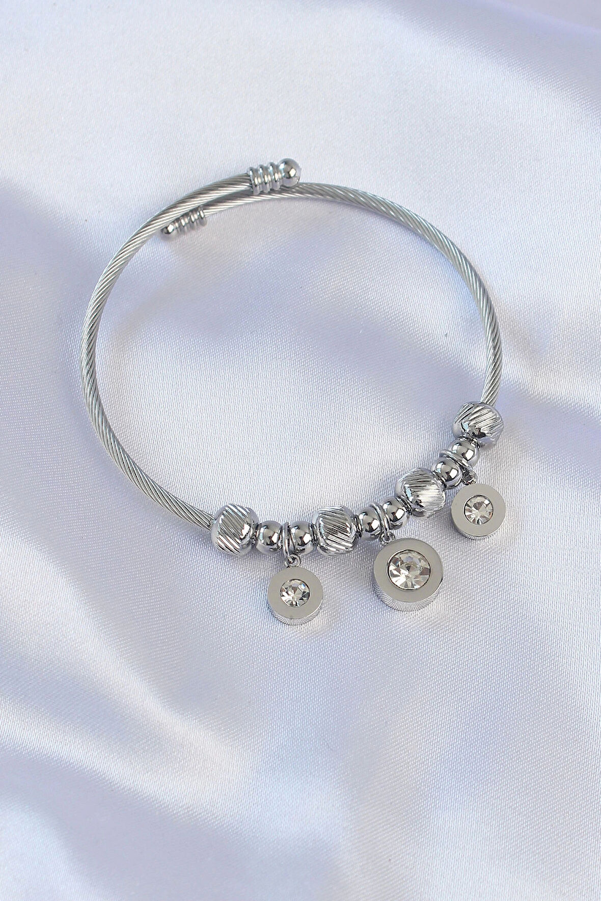 Dodes Dodes 316L Çelik Gümüş Renk Zirkon Taşlı Model Charm Bileklik TG27BB6090