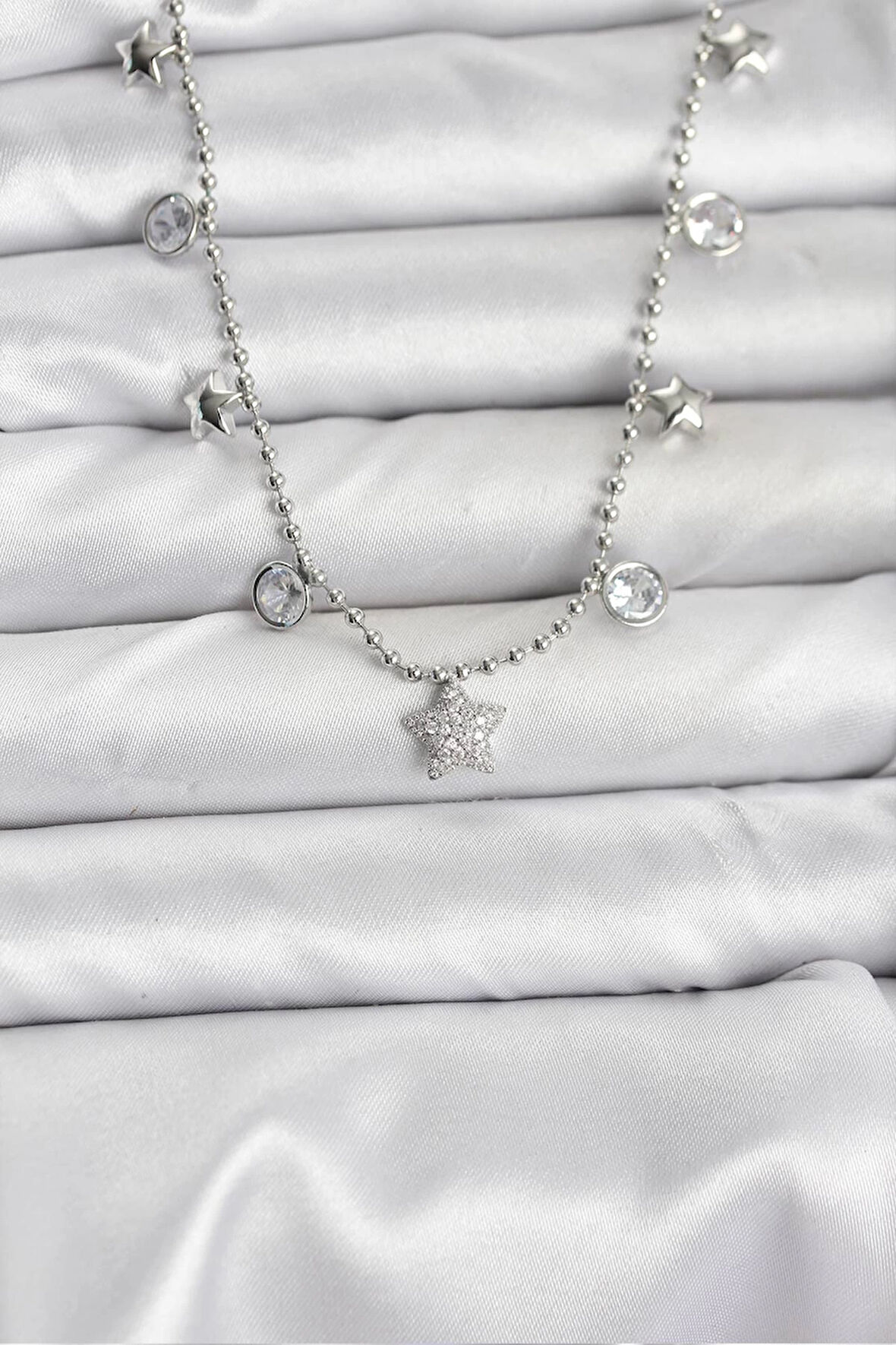 Dodes Dodes Pirinç Gümüş Renk Yıldız Model Kadın Kolye TG27BKO10650