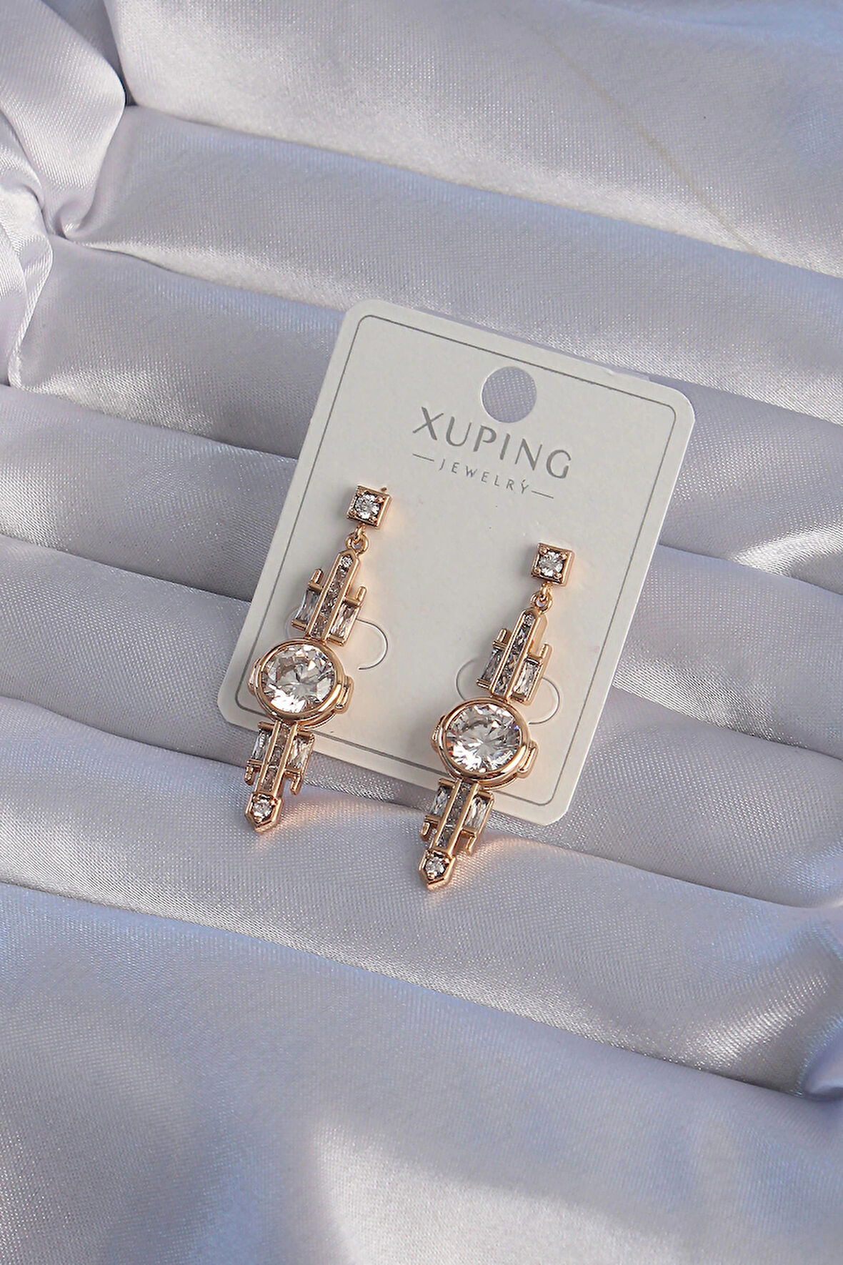 Dodes XUPİNG Rose Renk Zirkon Taşlı Geometrik Sallantılı Küpe TG27BKP9355