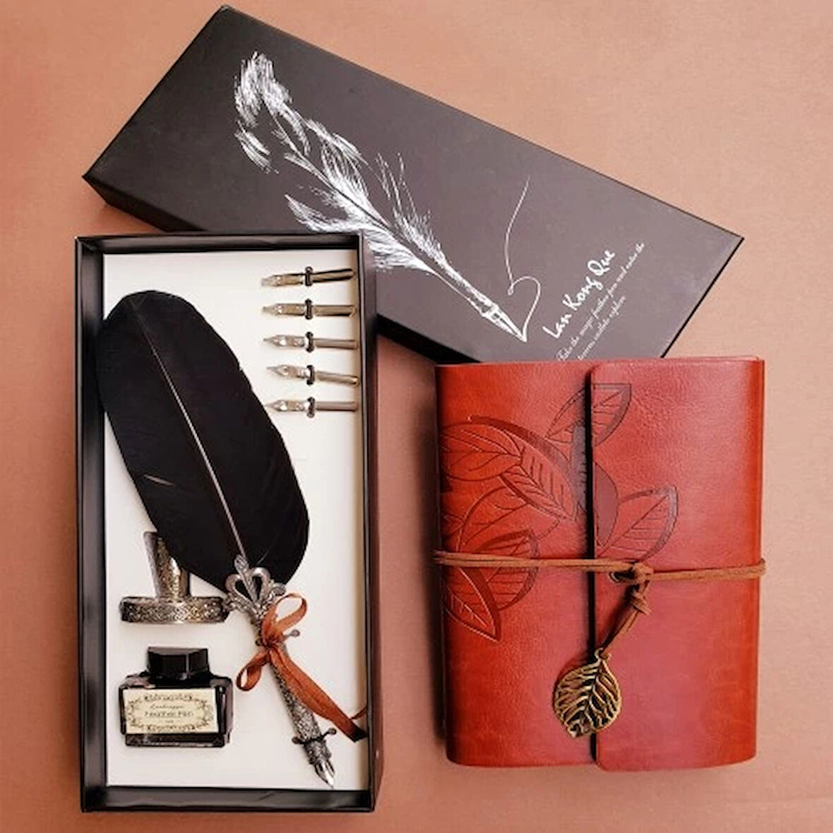 Dodes Deri Hatıra Defteri ve Divit Mürekkepli Kalem Seti