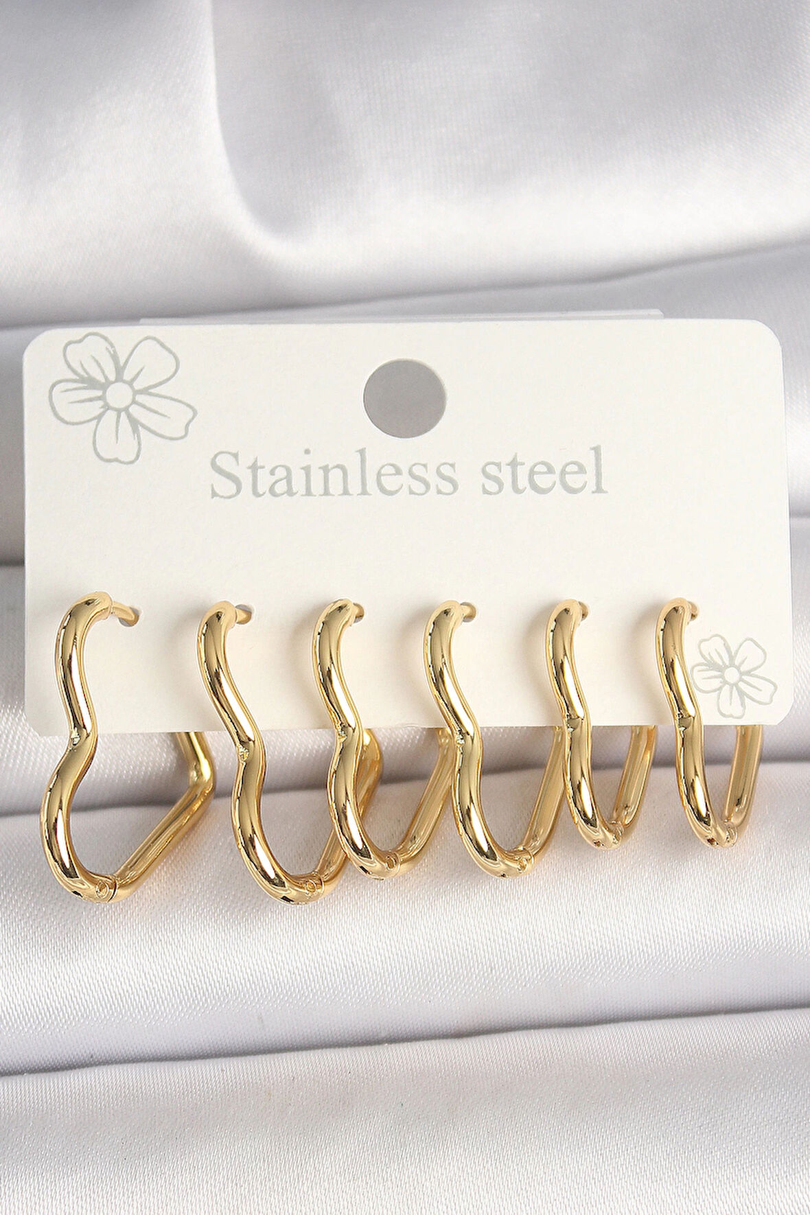 Dodes 316L Çelik Gold Renk Kalp Model Kadın Küpe Seti TG27BKP10356