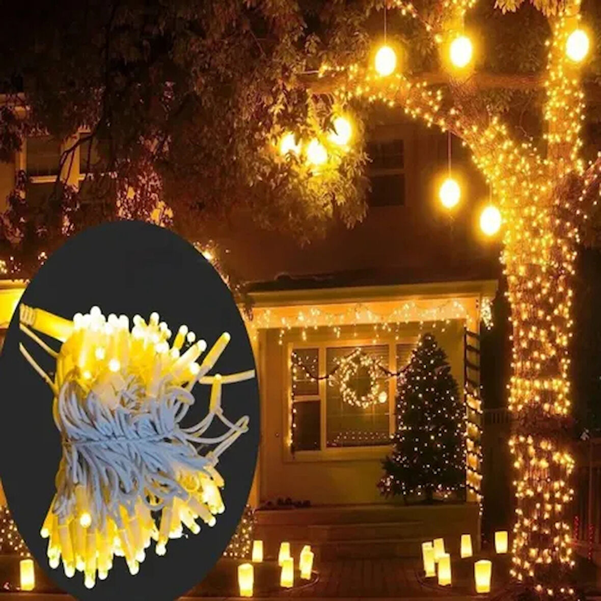 Dodes 10m 100 Led IP65 Dış Mekan Led Işık Beyaz Kablo