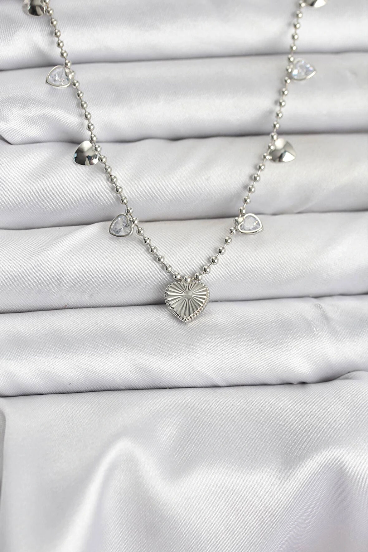 Dodes Dodes Pirinç Gümüş Renk Kalp Model Kadın Kolye TG27BKO10653