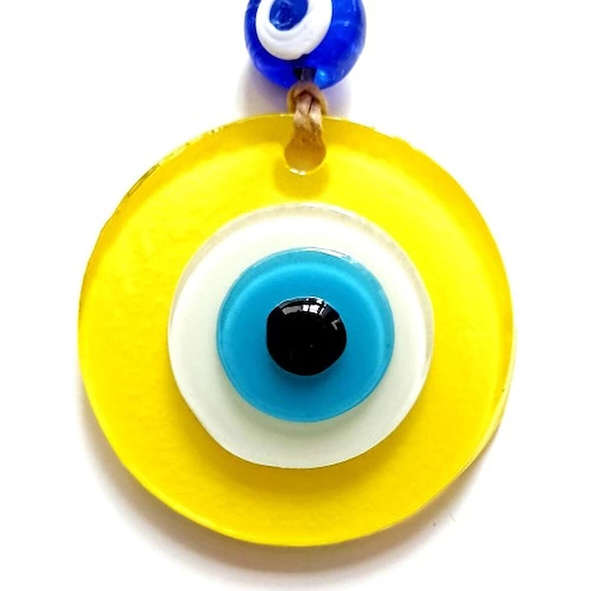 Dodes Nazar Boncuklu Sarı Renk Mini Duvar Süsü Dekoratif Hediyelik Cam Eşya