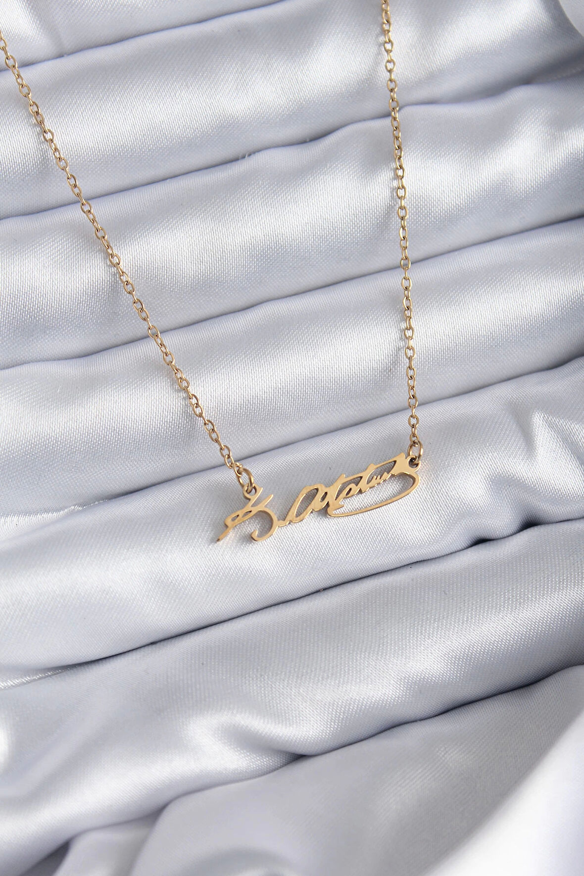 Dodes 316L Çelik Zincir Gold Renk Atatürk İmzası Model Kadın Kolye TG27BKO7842