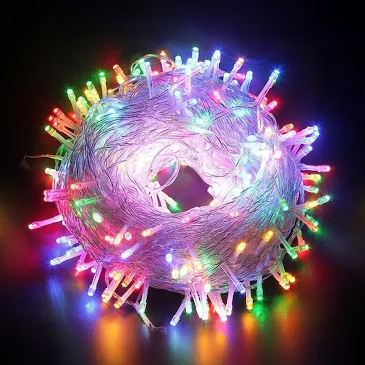 Dodes 10m 100 Led Boncuk Lamba RGB Işık Şeffaf Kablo