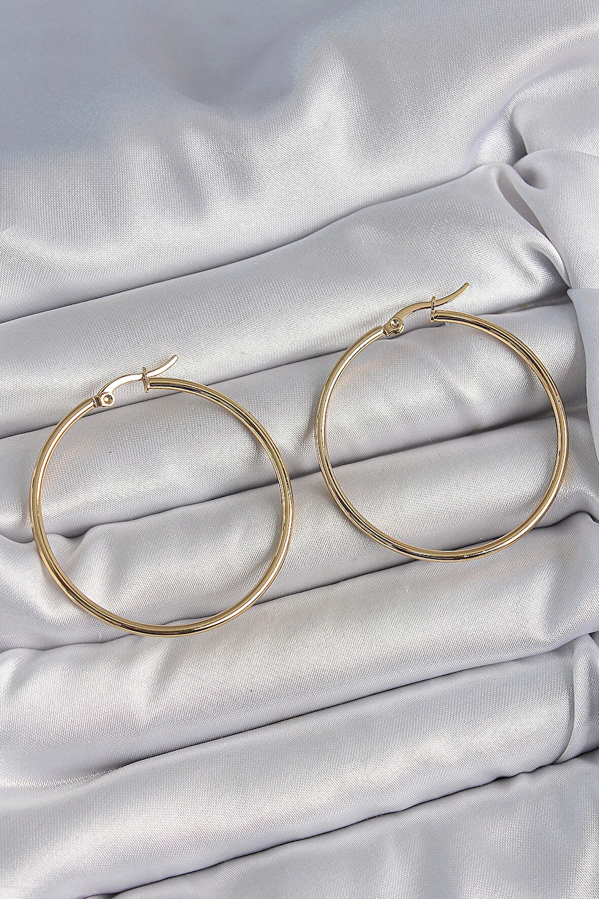 Dodes 316 Çelik Gold Renk 43 mm Halka Model Kadın Küpe TG27BKP10510