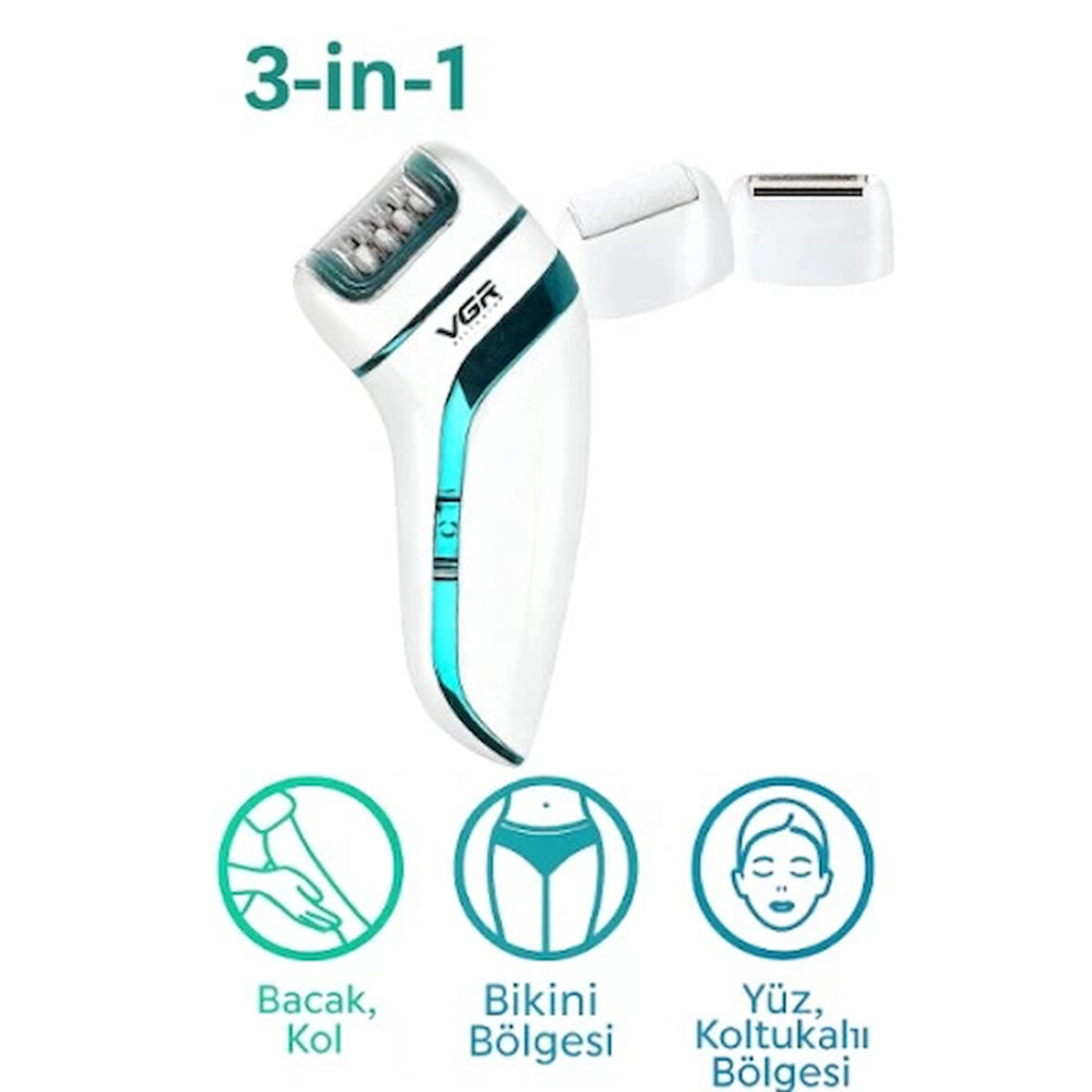 Dodes Profesyonel 3 Başlıklı Epilasyon Aleti