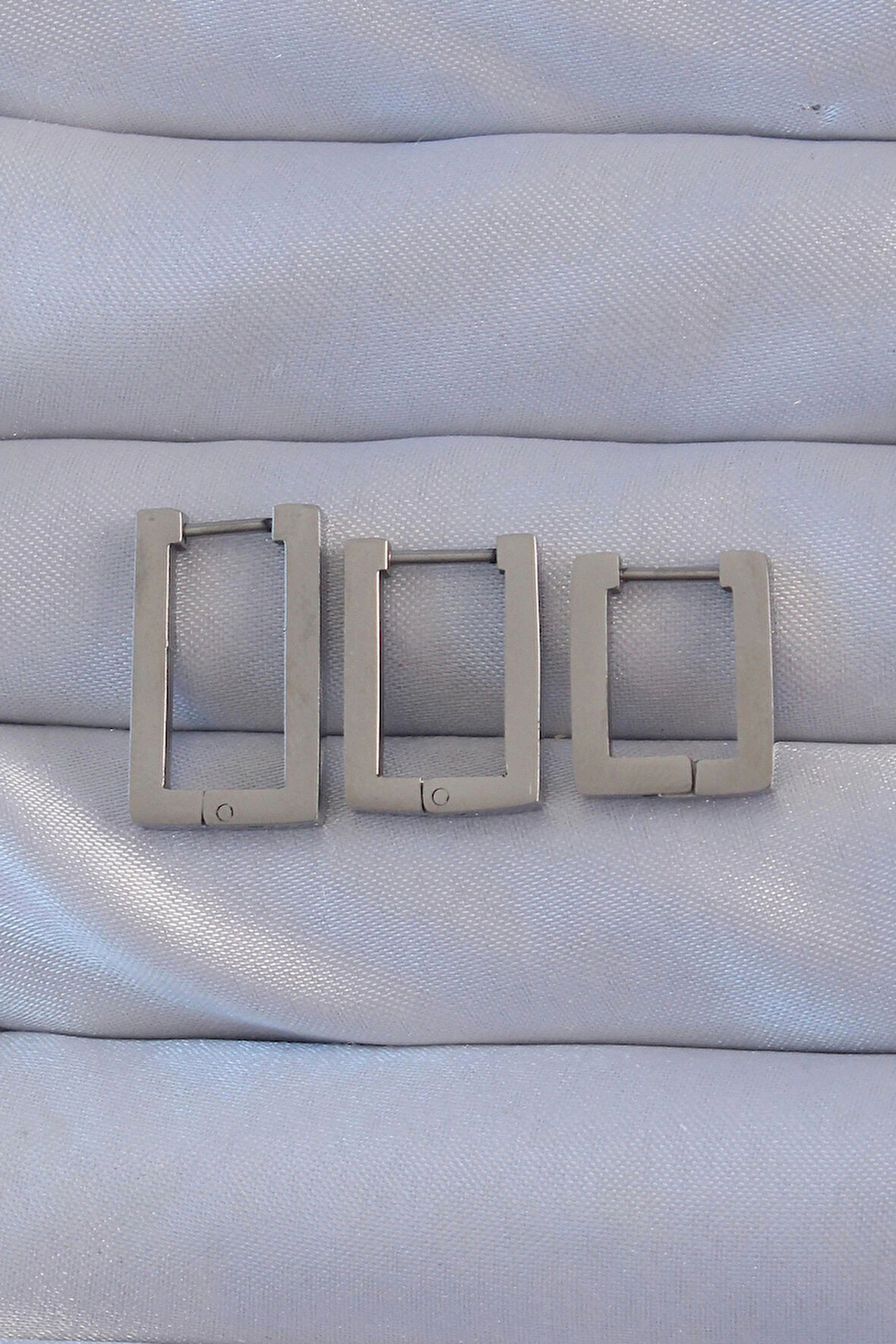 Dodes 316L Çelik Gümüş Renk Dikdörtgen Küpe Seti TG27BKP9160