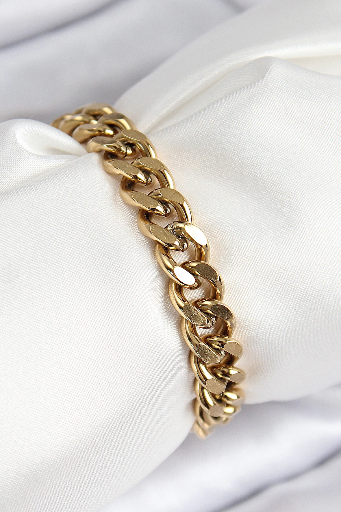 Dodes 316L Çelik Klasik Kalın Zincir Model Gold Renk Kadın Bileklik TG27BB7791