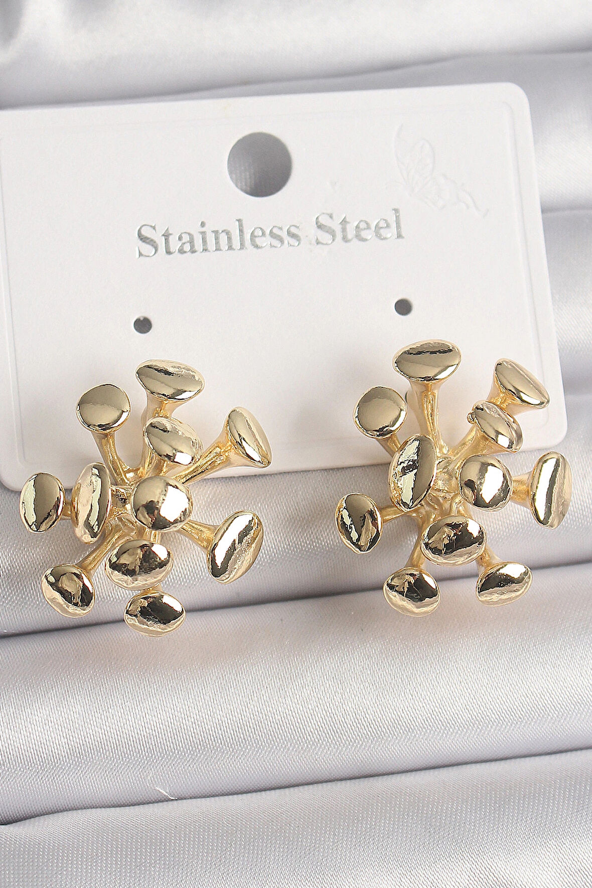 Dodes Dodes Pirinç Gold Renk Virüs Figür Model Kadın Küpe TG27BKP10070