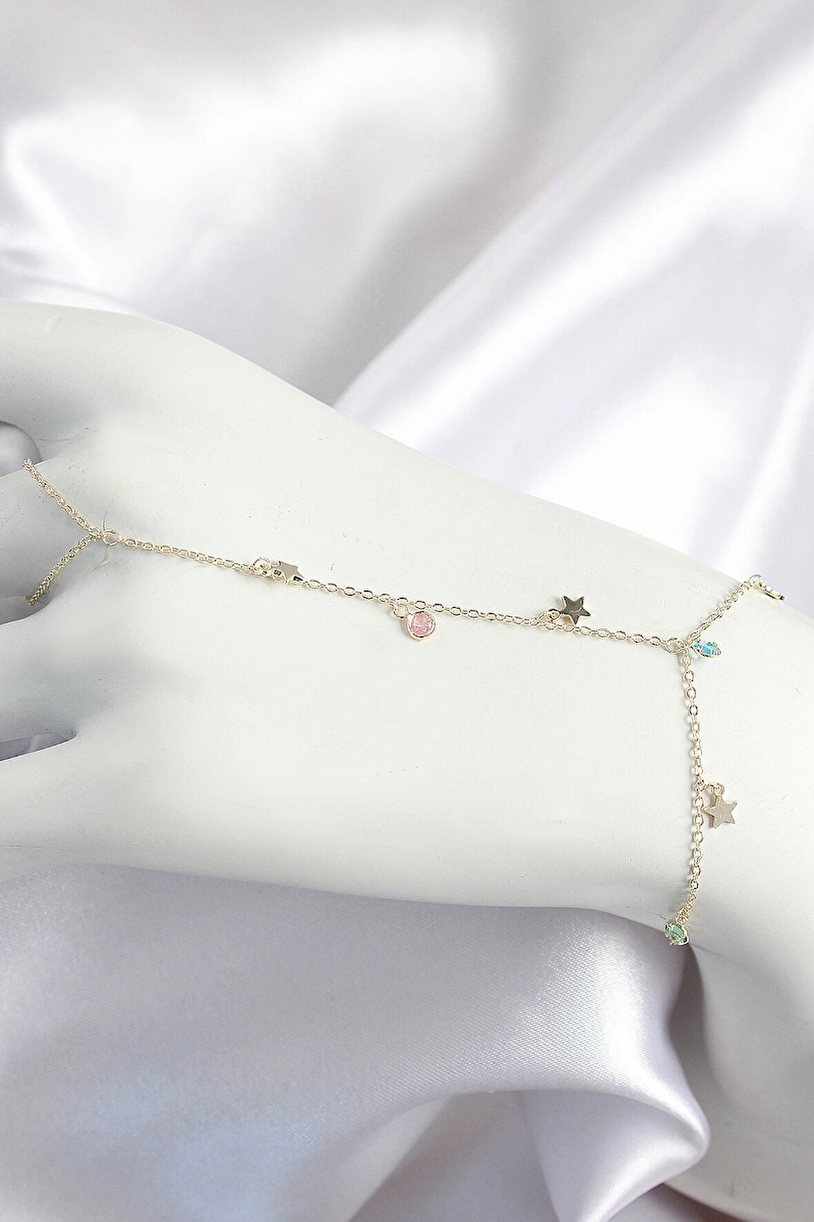 Dodes Dodes Pirinç Renkli Zirkon Taşlı Sallantılı Yıldızlı Model Gold Renk Kadın Şahmeran TG27SN707