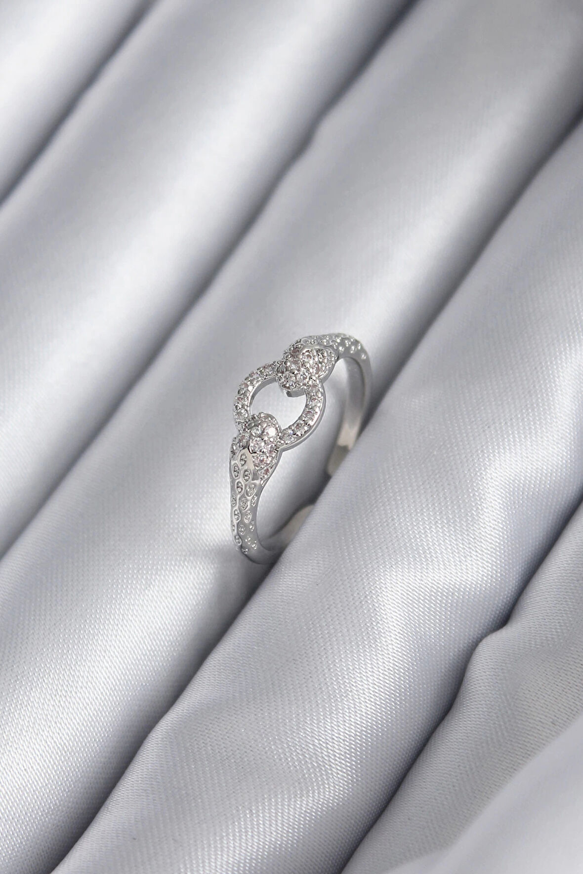 Dodes Pirinç Gümüş Renk Zirkon Taşlı Yılan Model Kadın Yüzük TG27BYK2922