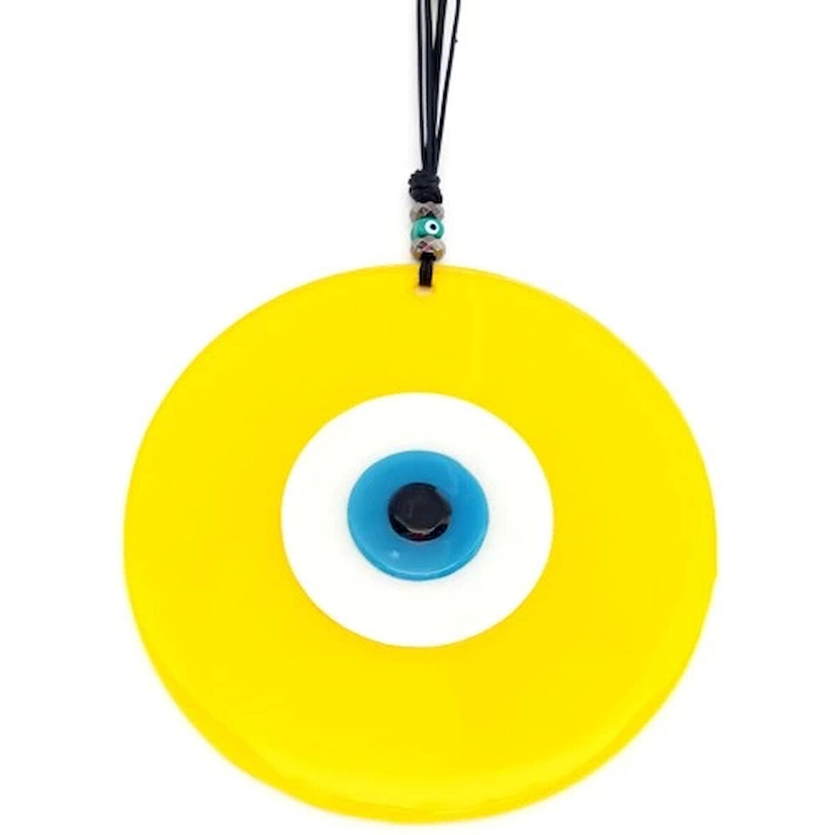 Dodes Sarı Renk Nazar Boncuklu 20 Santimetre El Yapımı Cam Duvar Süsü