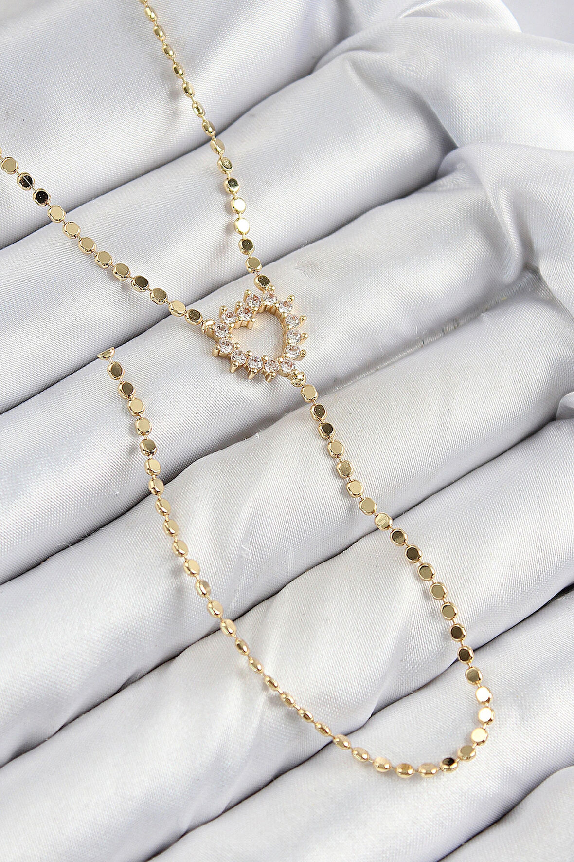 Dodes Dodes Pirinç Zirkon Taşlı Ezme Zincirli Kalp Model Gold Renk Y Kolye TG27BKO10461