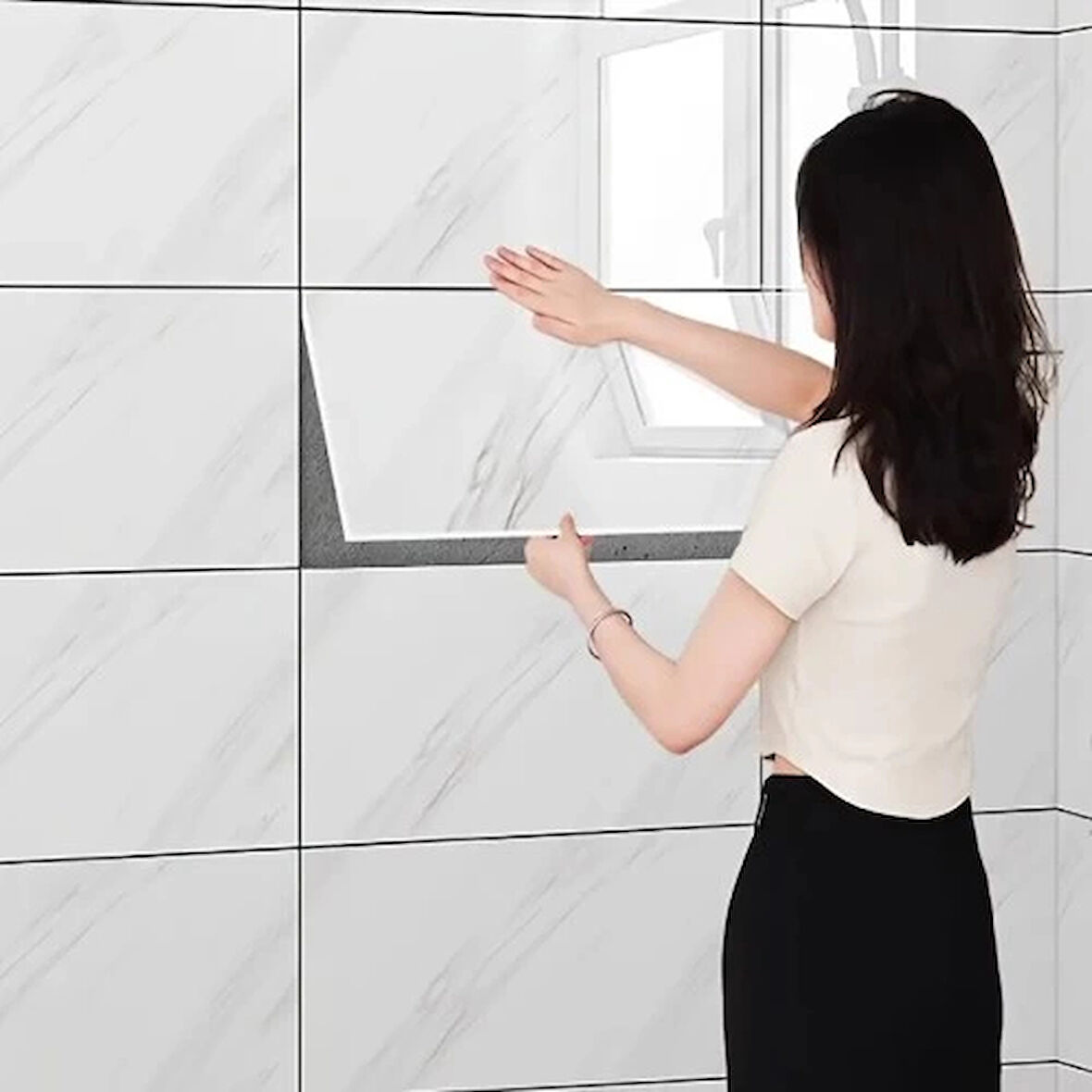 Dodes Beyaz Mermer Desenli Alüminyum Plastik Duvar Stickerı