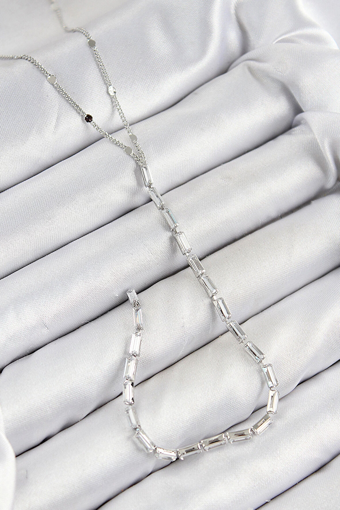 Dodes Pirinç Zirkon Taşlı Model Gümüş Renk Y Kolye TG27BKO10451