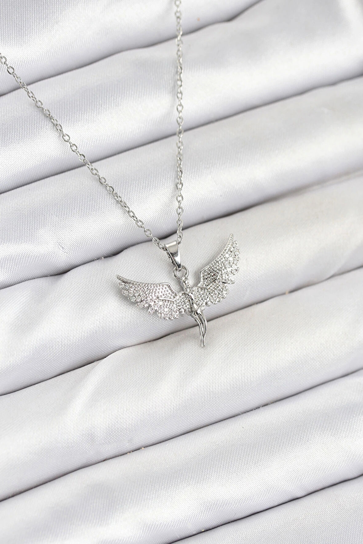 Dodes Dodes 316L Çelik Zincir Gümüş Renk Melek Model Kadın Kolye TG27BKO10622